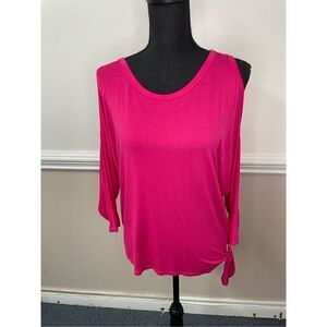 New Directions Cold Shoulder Hot Pink Blouse Size Medium